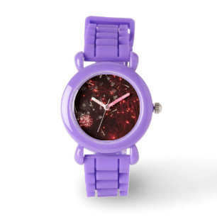 Reloj De Pulsera Vigilancia del Purpurina rojo de fuegos artificial
