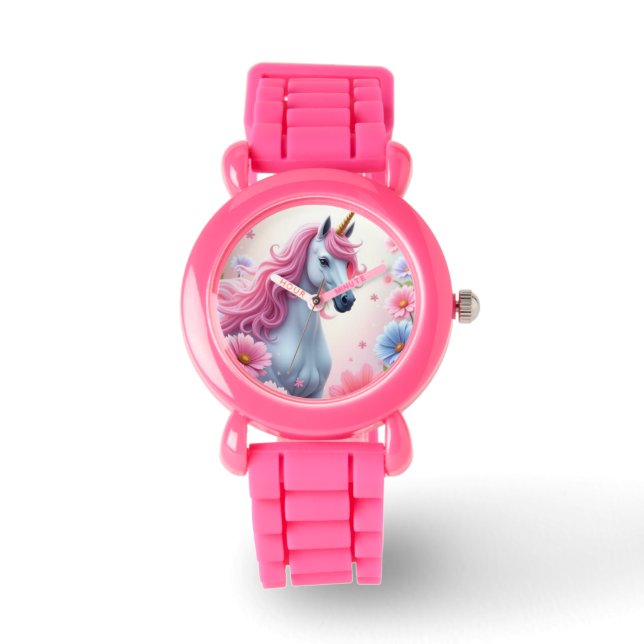 Reloj De Pulsera Vigilancia del Purpurina rosa de Unicorn (Anverso)