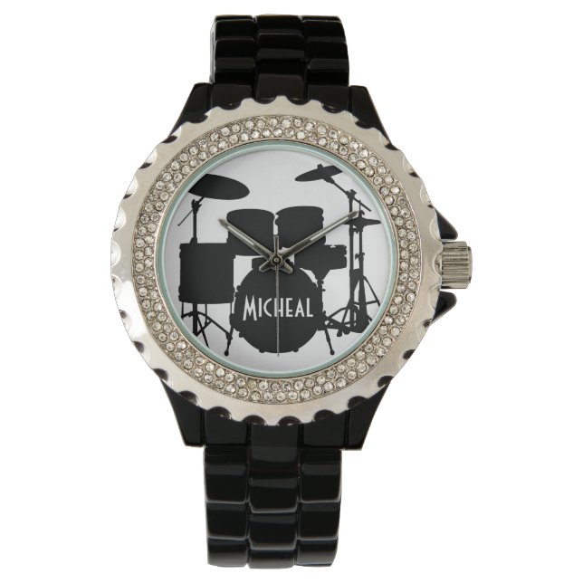 Reloj De Pulsera Vigilancia del tambor con nombre personalizado (Anverso)