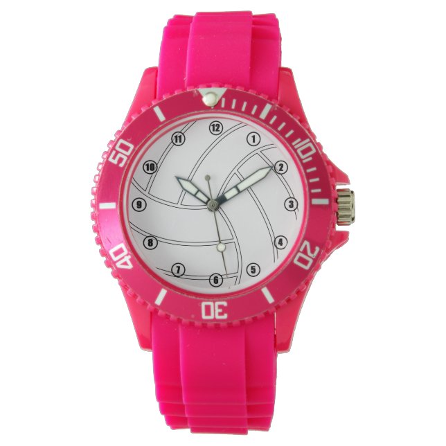 Reloj De Pulsera Vigilancia deportiva del voleibol rosado (Anverso)