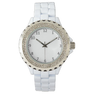 Reloj De Pulsera Vigilancia Diamante de imitación del esmalte blan