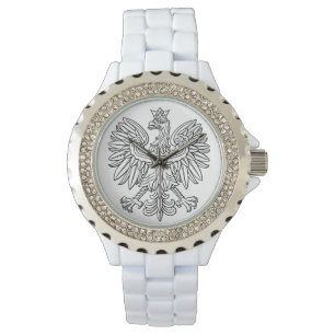 Reloj De Pulsera Vigilancia Diamante de imitación del esmalte blan