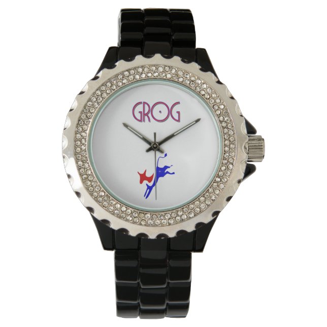 Reloj De Pulsera Vigilancia Diamante de imitación del esmalte negro (Anverso)