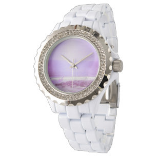 Reloj De Pulsera Vigilancia Diamante de imitación morada del océano