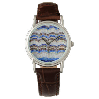 Reloj De Pulsera Vigilancia femenina del mosaico azul