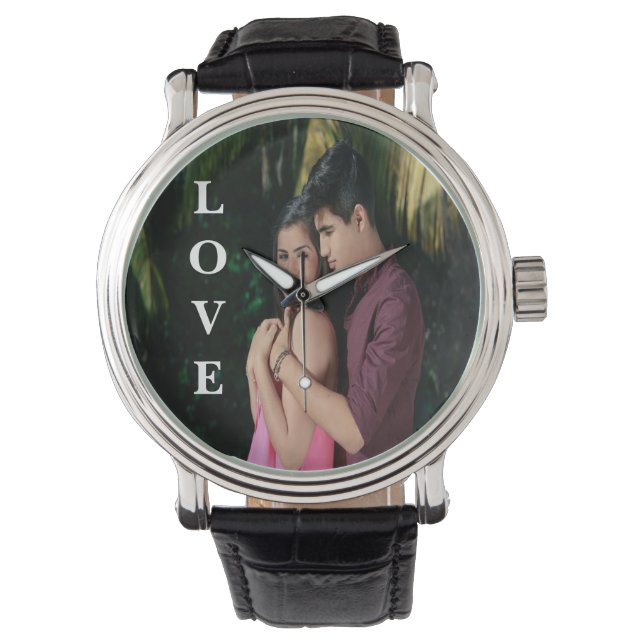 Reloj De Pulsera Vigilancia fotográfica personalizada de amor (Anverso)