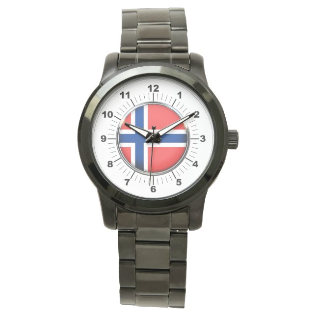 Reloj De Pulsera Vigilancia negra sobredimensionada de la bandera d (Anverso)