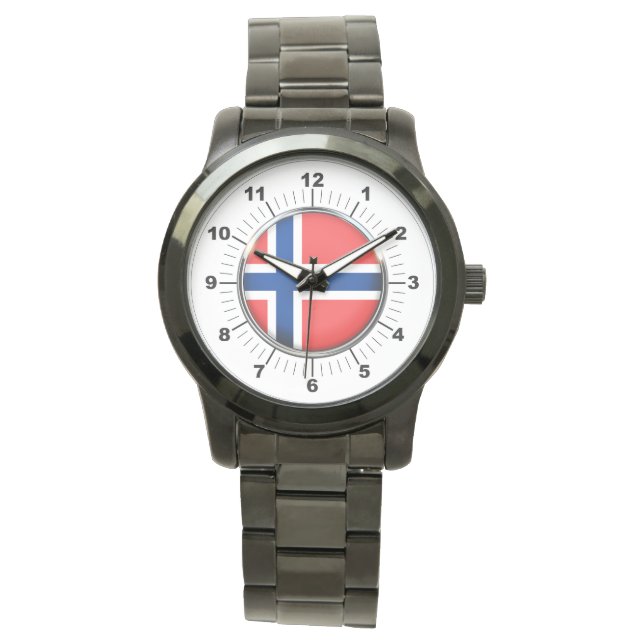 Reloj De Pulsera Vigilancia negra sobredimensionada de la bandera d (Anverso)