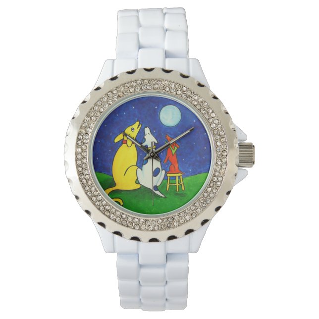 Reloj De Pulsera Vigilancia nocturna de tres perros (Anverso)