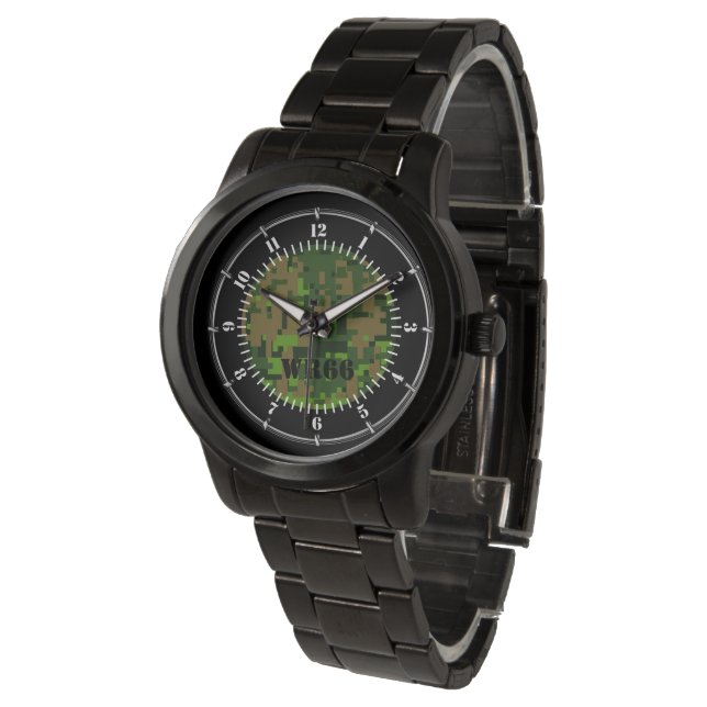 Reloj De Pulsera Vigilancia personalizada de camuflaje verde de Woo (Angular)