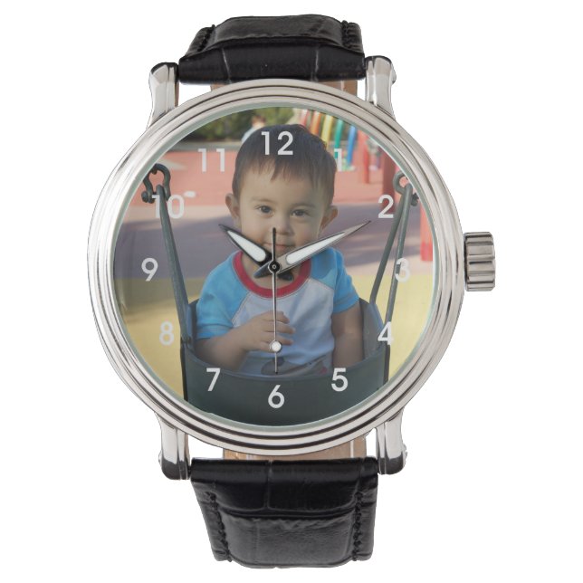 Reloj De Pulsera Vigilancia personalizada de escritura de fotos (Anverso)