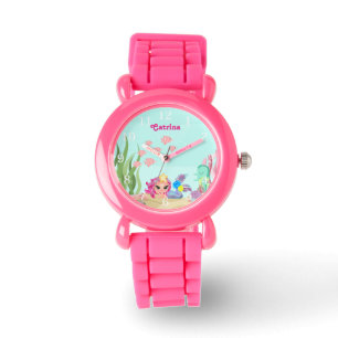 Reloj De Pulsera Vigilancia personalizada de la sirena y Axolotl -