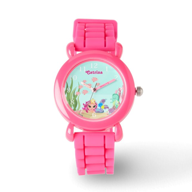 Reloj De Pulsera Vigilancia personalizada de la sirena y Axolotl -  (Anverso)