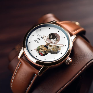 Reloj De Pulsera Vigilancia personalizada de Mascotas de 3 Collages