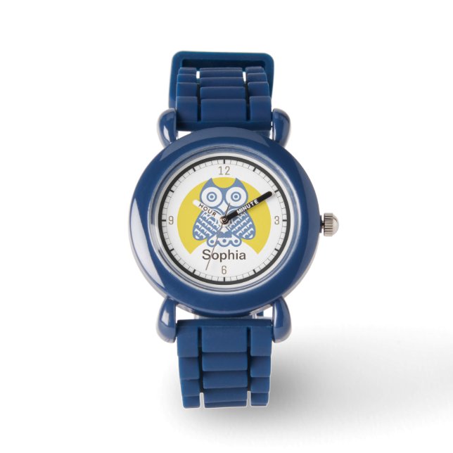 Reloj De Pulsera Vigilancia personalizada de niños | Tema De Búho (Anverso)