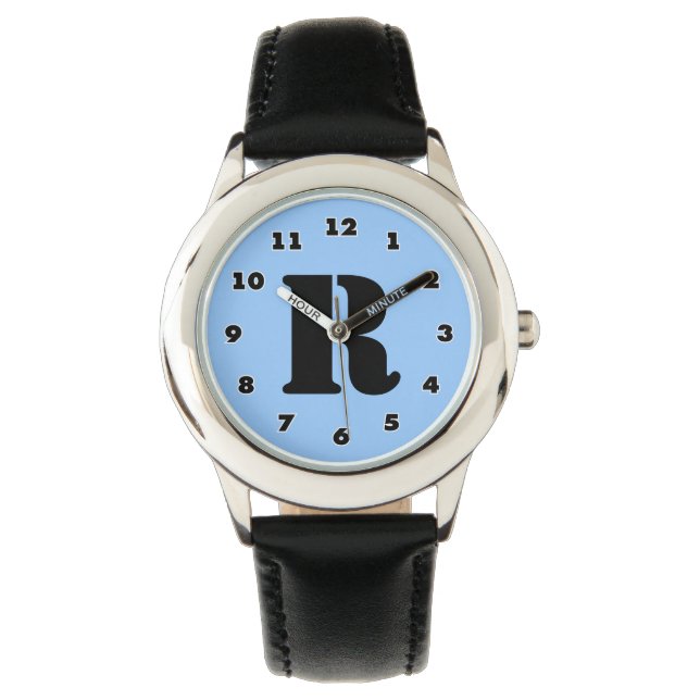 Reloj De Pulsera Vigilar a los niños | letra personalizada R monogr (Anverso)