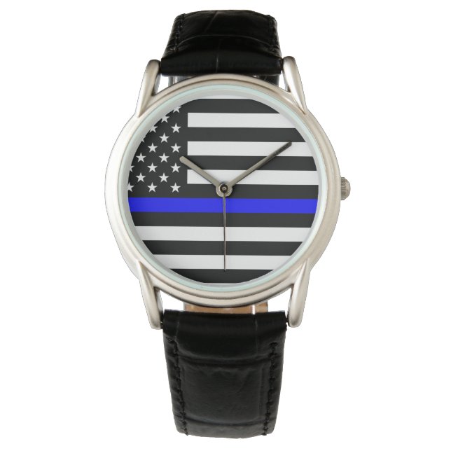 Reloj De Pulsera Vigilar con muñecas de la delgada línea azul - Apo (Anverso)