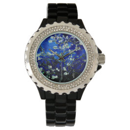 Reloj De Pulsera Vincent Van Gogh Almond Flores Deep Blue Watch