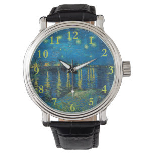 Reloj De Pulsera Vincent Van Gogh Noche estrellada sobre el Ródano