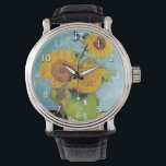 Reloj De Pulsera Vincent Van Gogh - Tres girasoles en una caja<br><div class="desc">Tres girasoles en un torneo Vase / Vase Vec trois tournesols - Vincent Van Gogh,  agosto 1888 - Sunflowers 1888 primera versión (F453)</div>