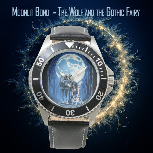 Reloj De Pulsera Vínculo a la luz de la luna: el lobo y la hada gót