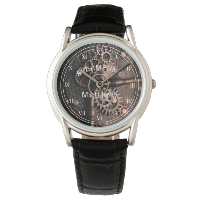 Reloj De Pulsera Viñeta de engranajes de vapor personalizada (Anverso)