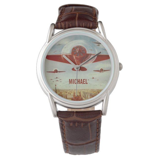 Reloj De Pulsera Viñetas monográficas de personalizados de aviación (Anverso)