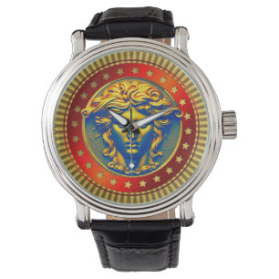 Reloj De Pulsera Vintage Black Leather Strap Watch para hombres - C