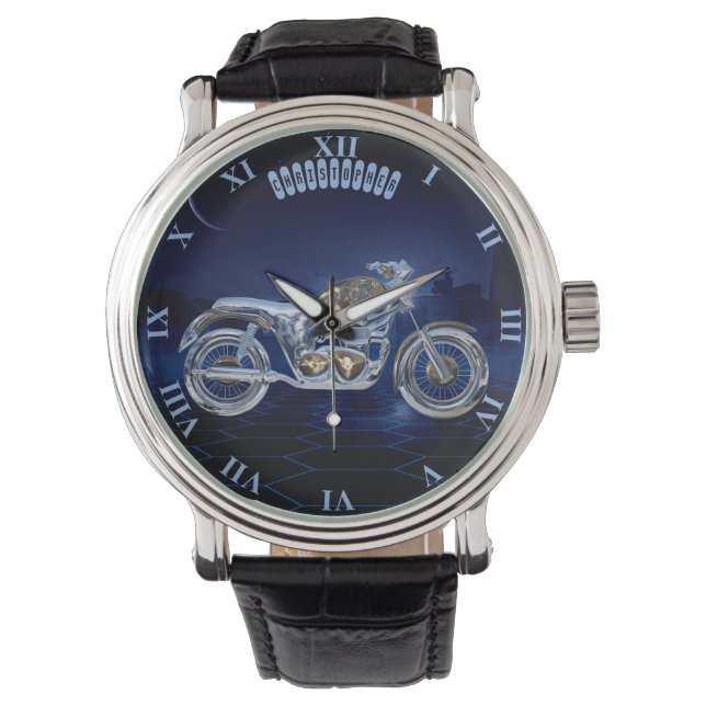 Reloj De Pulsera Vintage Blue Golden Sparkling Chopper (Anverso)