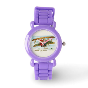 Reloj De Pulsera Vintage Christmas Children Buscando a Santa María