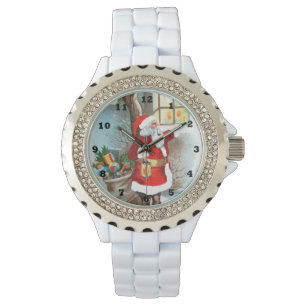 Reloj De Pulsera vintage Christmas Santa Holiday Watch