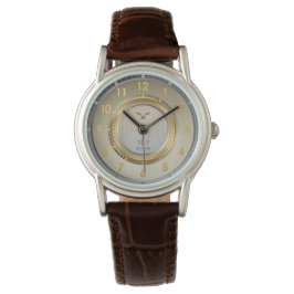 Reloj De Pulsera Vintage Classic Gold Silv Face Brown Leather Strap