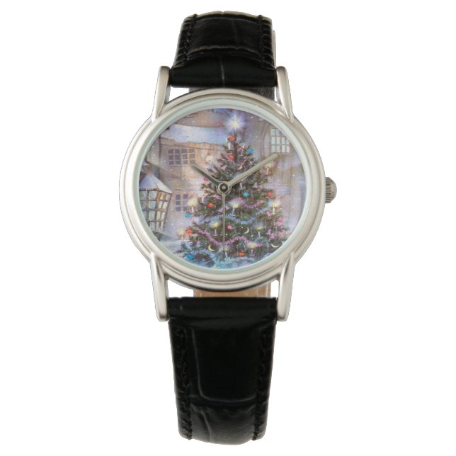 Reloj De Pulsera Vintage de árbol de Navidad (Anverso)