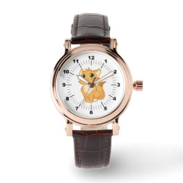 Reloj De Pulsera Vintage de oro de Rosa para mujeres - Gato lindo