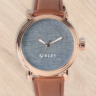 Reloj De Pulsera Vintage Denim Blue Jeans Look