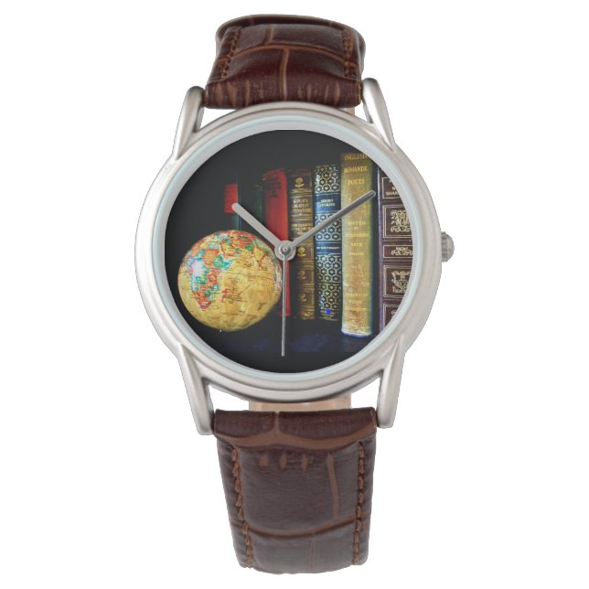 Reloj De Pulsera Vintage Globe and Books (Anverso)