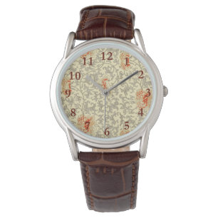 Reloj De Pulsera Vintage Gris Gris Gris Botánico Floral