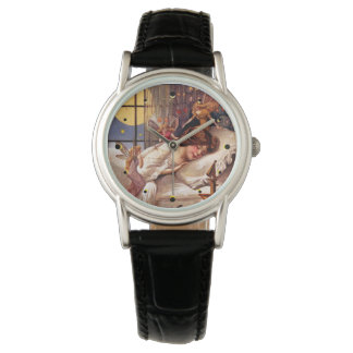 Reloj De Pulsera Vintage Halloween Time Faeries y Chica durmiente
