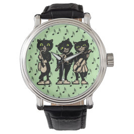 Reloj De Pulsera Vintage Musician Black Cats Music Notes