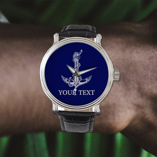 Reloj De Pulsera Vintage Nautical Anchor Rope Tu Texto Aquí (Subido por el creador)