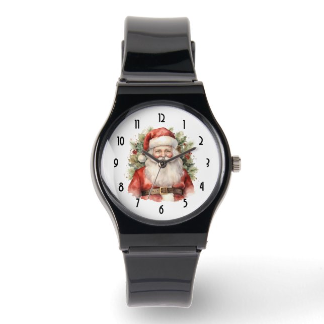 Reloj De Pulsera Vintage Navidad Santa Claus Sonriendo (Anverso)