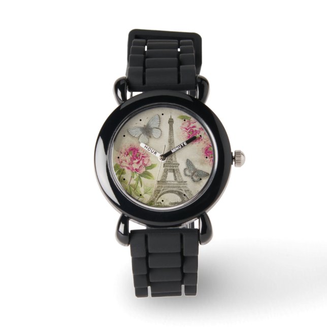 Reloj De Pulsera Vintage Paris Peonies Butterflies watch (Anverso)