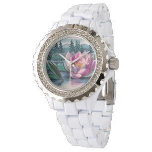 Reloj De Pulsera Vintage Pink Lotus Flower Watch