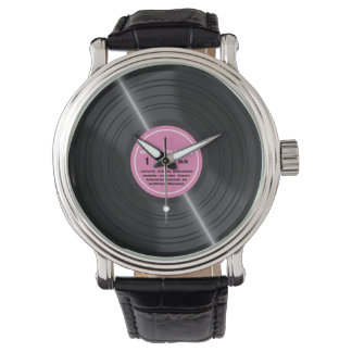 Reloj De Pulsera Vintage Pink Vinyl Record Álbum Retro Watch