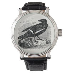 Reloj De Pulsera Vintage Raven Black Bird Crow Aves Personalizadas