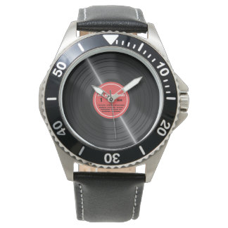 Reloj De Pulsera Vintage Red Vinyl Record Álbum Retro Watch