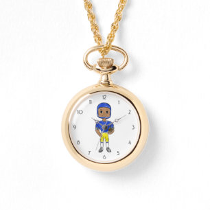 Reloj De Pulsera vintage retro azul jugador de fútbol americano sim