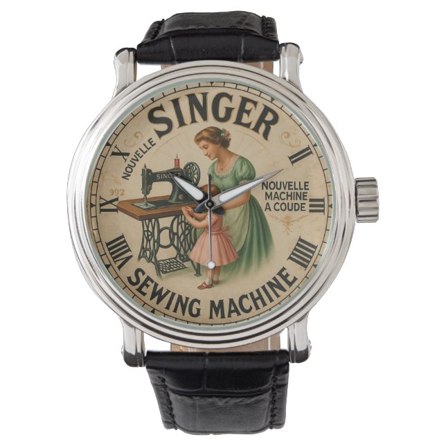 Reloj De Pulsera  Vintage retro room Sewing machine (Anverso)