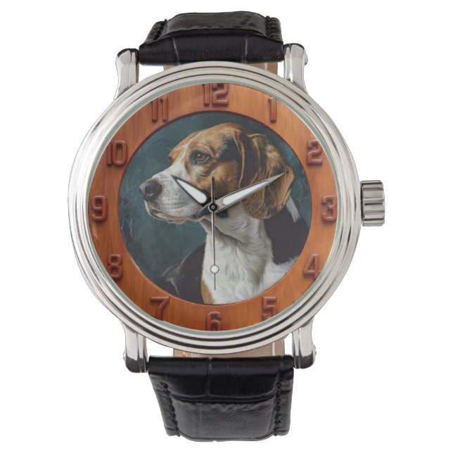 Reloj De Pulsera Vintage rustic Beagle dog (Anverso)