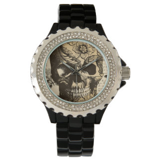Reloj De Pulsera Vintage Skull Black and White Ladies Watch